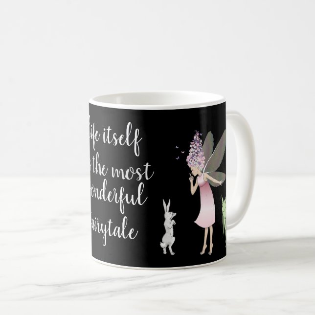 Fairy and Bunny mit inspirierendem Zitat Kaffeetasse (VorderseiteRechts)