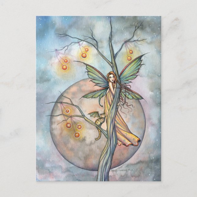Fairy and Cat Postcard von Molly Harrison Postkarte (Vorderseite)