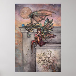 Fairy and Dragon Art Poster von Molly Harrison