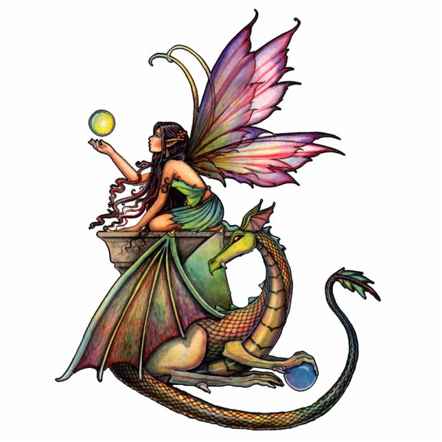 Fairy and Dragon Foto-Skulptur Fotoskulptur Ornament (Vorne)