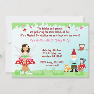 Fairy and Gnome Woodland Party EINLADUNG