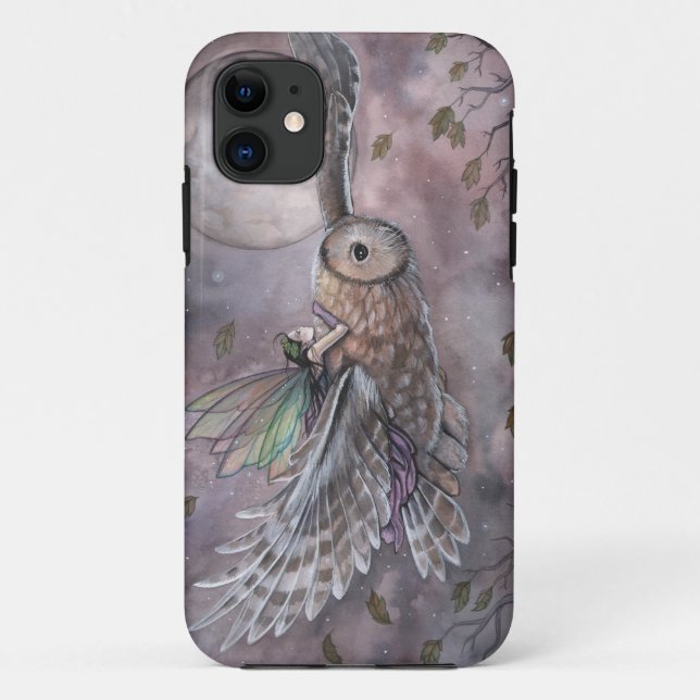 Fairy and Owl Fantasy Art iPhone Case (Rückseite)
