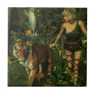 Fairy and Tiger im Dschungel Fliese