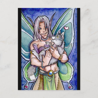 Fairy and Wolf Cub Postcard Postkarte