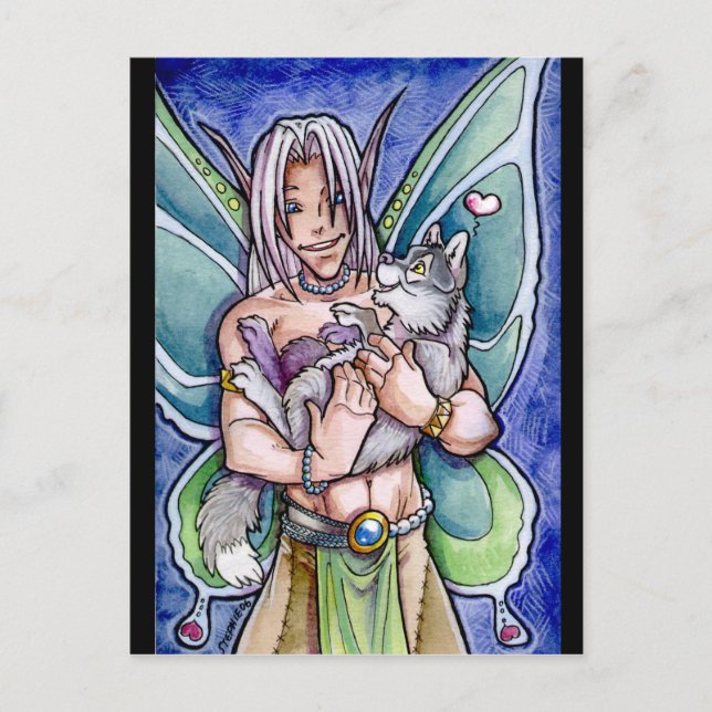 Fairy and Wolf Cub Postcard Postkarte (Vorderseite)
