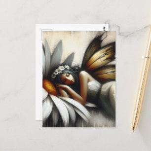 Fairy Asleep auf einer Daisy-Blume Postkarte