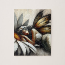 Fairy Asleep auf einer Daisy-Blume Puzzle