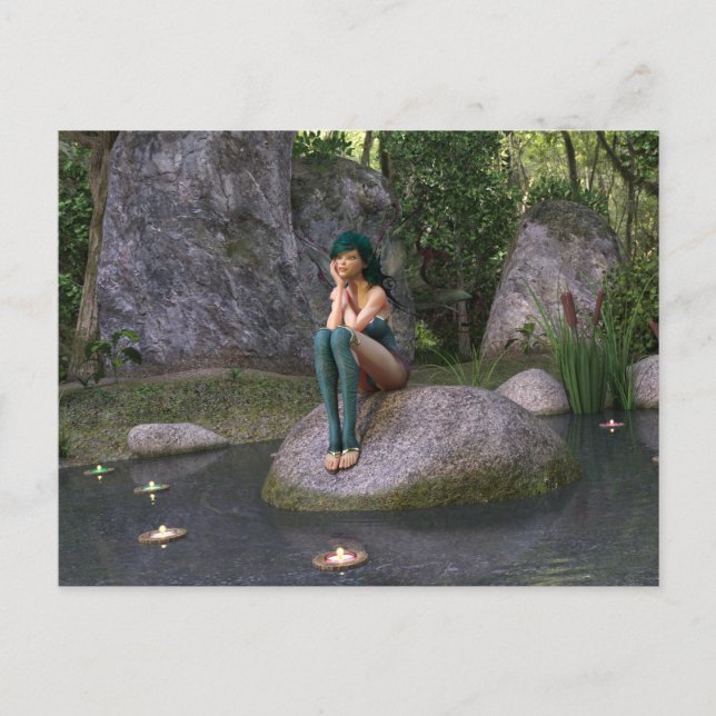 Fairy auf der Postkarte des verzauberten Teiches (Vorderseite)