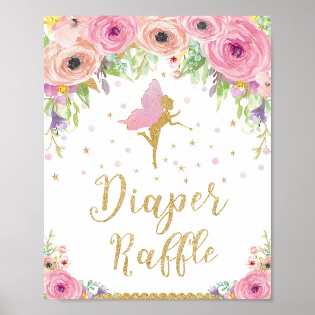Fairy Baby Duwer Diaper Raffle Sign Baby Girl Poster (Vorne)