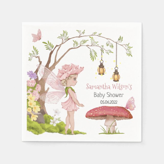 Fairy Baby Shower Floral Fairy Baby Dusche Serviette (Vorderseite)