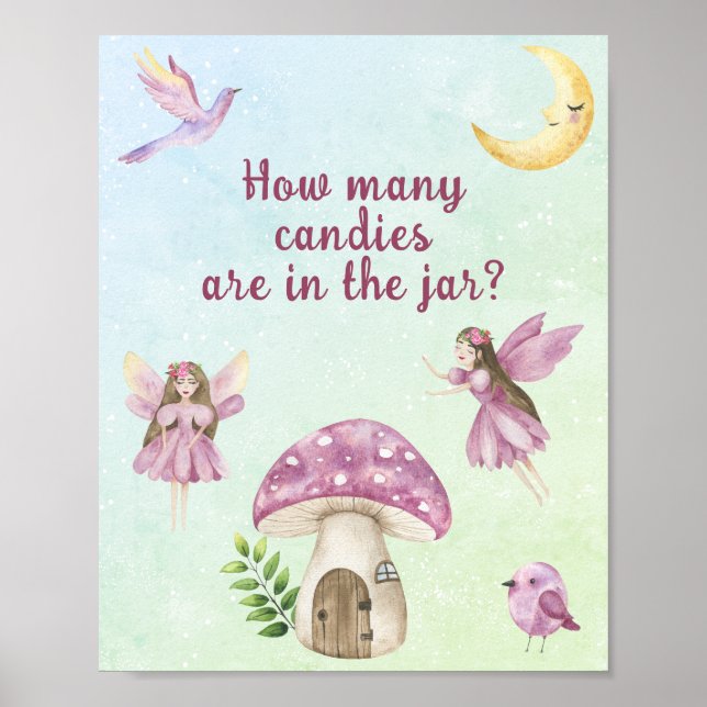 Fairy baby shower Guess how many candies Poster (Vorne)