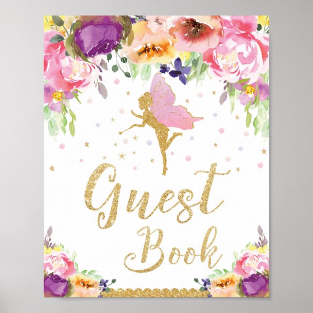 Fairy Baby Shower Guest Book Sign Poster Girl (Vorne)