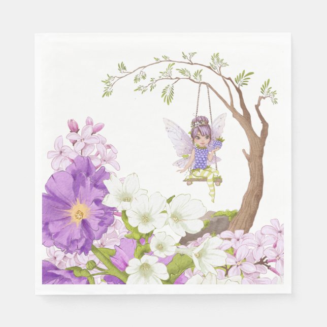Fairy Baby Shower Illustrations Luncheon Serviette (Vorderseite)
