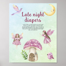 Fairy baby shower Late night diapers game Poster