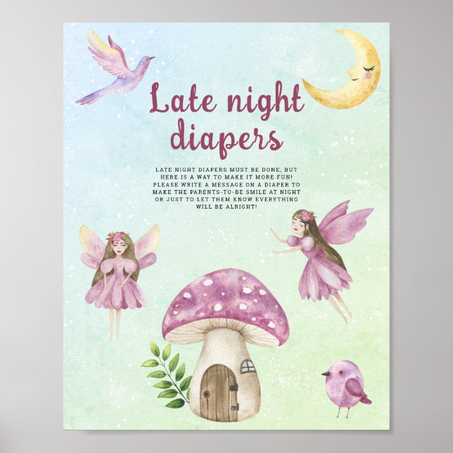 Fairy baby shower Late night diapers game Poster (Vorne)