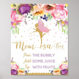 Fairy Baby Shower Mimosa Bar Sign Baby Girl Poster