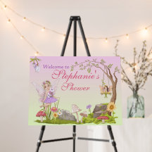 Fairy Baby Shower Pink Illustration Begrüßungszeic