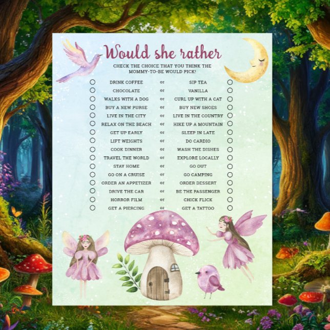 Fairy baby shower Would she rather (Von Creator hochgeladen)