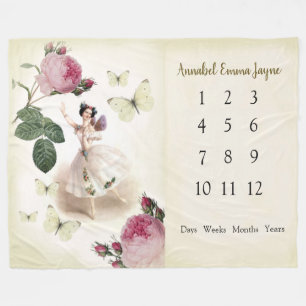 Fairy Ballerina Baby 1 Jahr Milestone Blanket  Fleecedecke