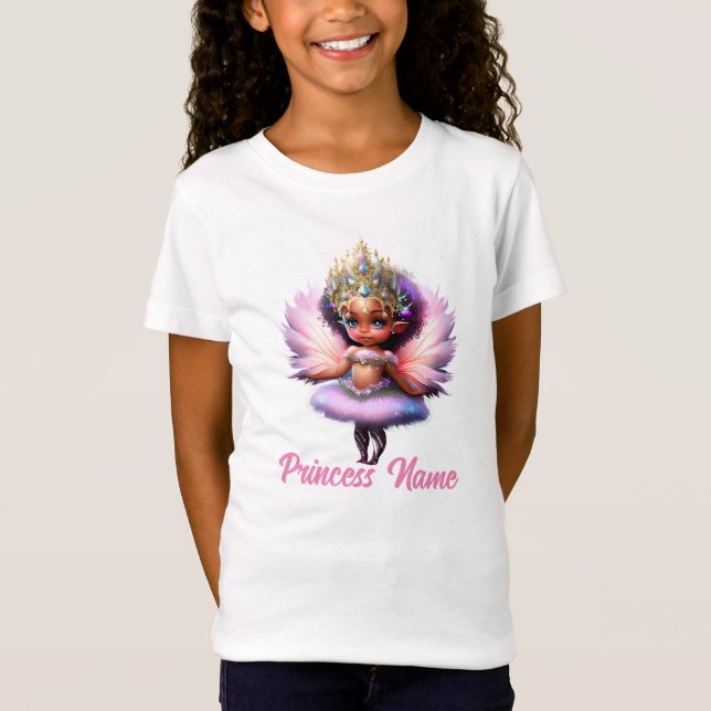 Fairy Ballerina Prinzessin rosa Flatterflügel mädc T-Shirt (Vorderseite)