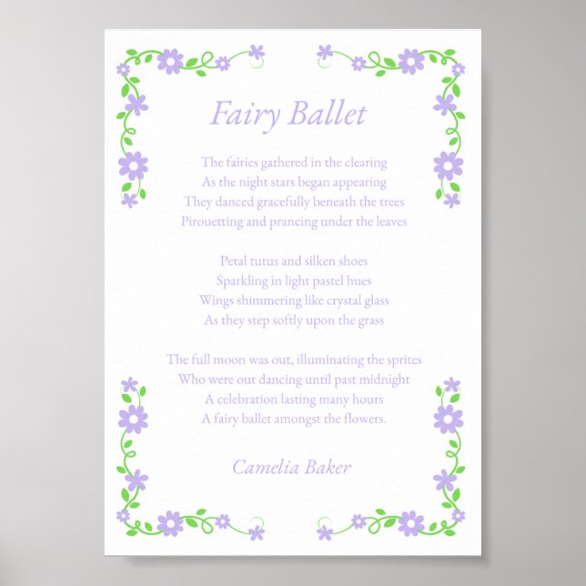 Fairy Ballet Poem Print Poster (Vorne)