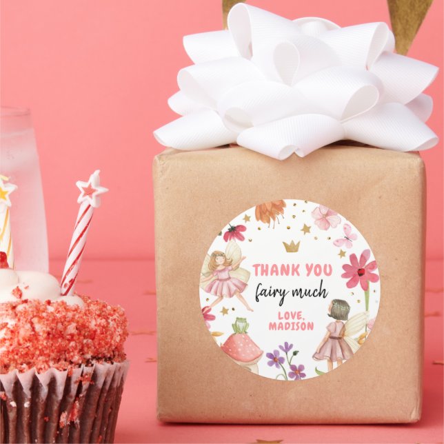 Fairy Birthday 1. Fairy Danke, Sticker Gefallen (Party)