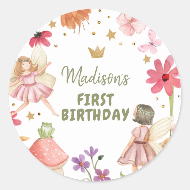 Fairy Birthday 1. Forest Fairy Sticker Gefallen (Vorderseite)