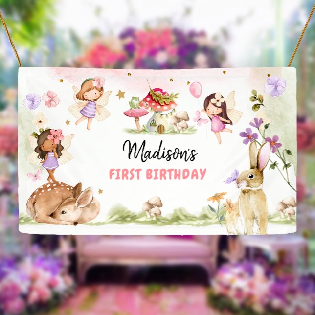 Fairy Birthday 1. Verzauberter Wald Girl Floral Banner (Von Creator hochgeladen)