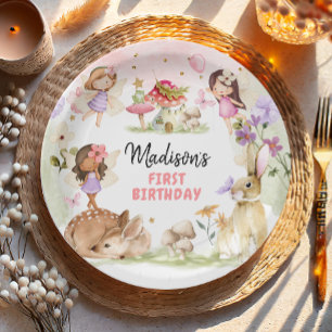 Fairy Birthday 1. Verzauberter Wald Girl Floral Pappteller