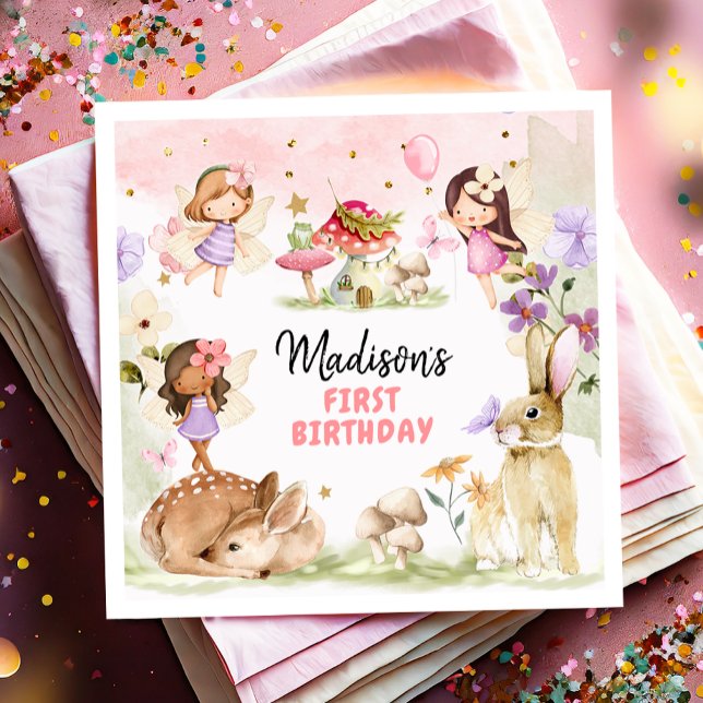 Fairy Birthday 1. Verzauberter Wald Girl Floral Serviette (Von Creator hochgeladen)