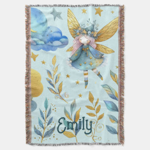 Fairy Birthday Aquamarin Gold Pink Princess Mairyt Decke