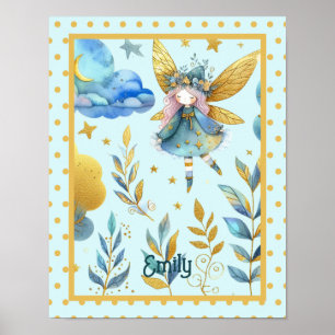 Fairy Birthday Aquamarin Gold Pink Princess Mairyt Poster