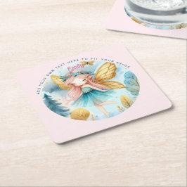 Fairy Birthday Aquamarin Gold Pink Princess Mairyt Rechteckiger Pappuntersetzer