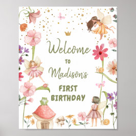 Fairy Birthday Begrüßung verzaubertes Waldmädchen Poster