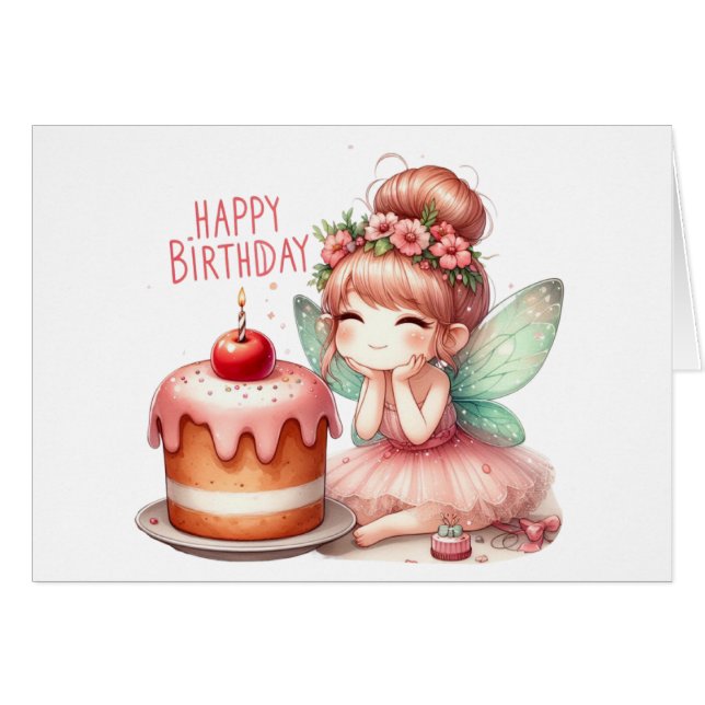 Fairy Birthday Card (Vorderseite (Horizontal))