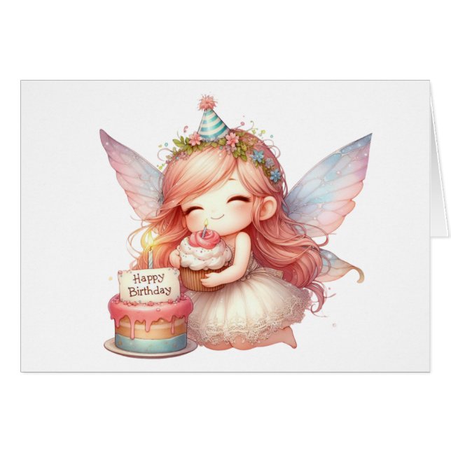Fairy Birthday Card (Vorderseite (Horizontal))