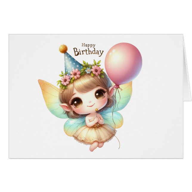 Fairy Birthday Card (Vorderseite (Horizontal))