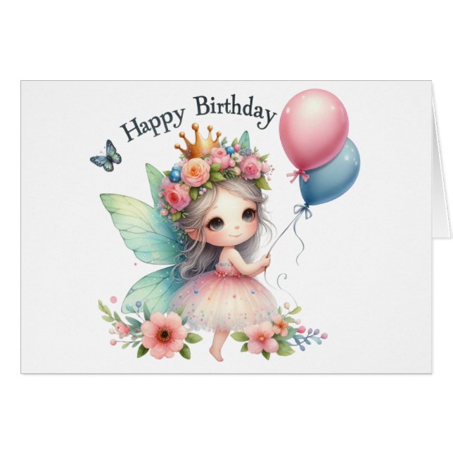 Fairy Birthday Card (Vorderseite (Horizontal))