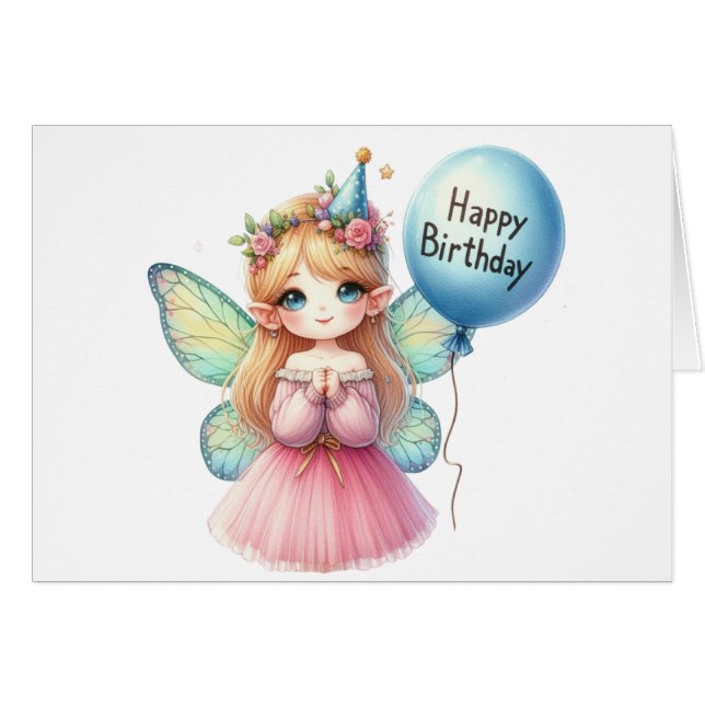 Fairy Birthday Card (Vorderseite (Horizontal))