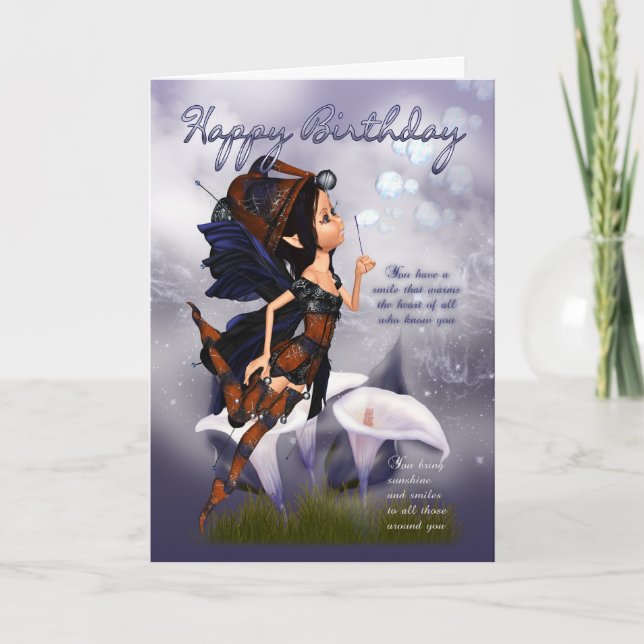 Fairy Birthday Card - Blühende Blasen Geburt Karte (Vorderseite)