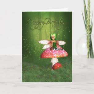 Fairy Birthday Card - Woodland Fairy Happy Birthda Karte