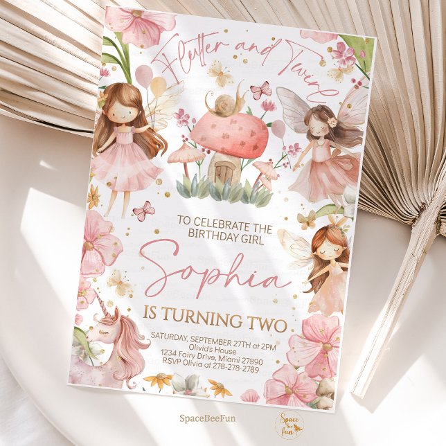 Fairy Birthday Einladung Party Magical Unicorn (Fairy Birthday,Invitation,Fairy Party,Magical day,Unicorn Floral,Fairy invites,)