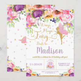 Fairy Birthday Einladungen Lila Floral Whimsical