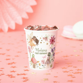 Fairy Birthday Enchanted Forest Girl 1. Geburtstag Pappbecher