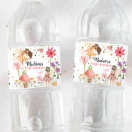 Fairy Birthday Forest Fairy First Party Girl Pink Wasserflaschenetikett
