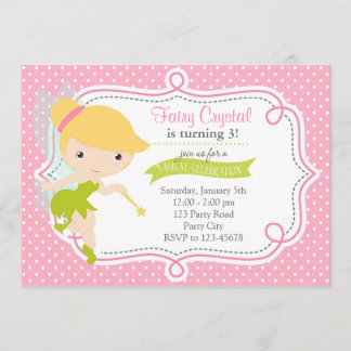 Fairy Birthday Invitation for Girls (Pink Green) Einladung