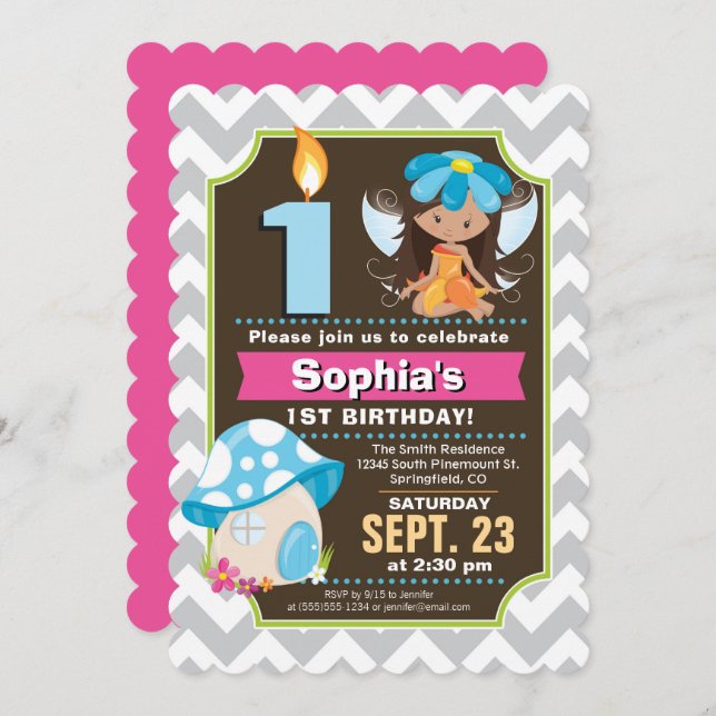Fairy Birthday Invitation Girl Einladung (Vorne/Hinten)