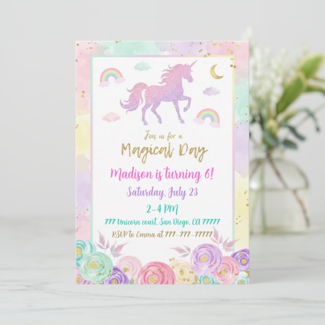 Fairy Birthday Invitation Whimsical Magical Party Einladung (Stehend Vorderseite)