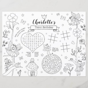 Fairy Birthday Party Coloring Tischset