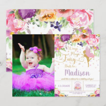 Fairy Birthday Party Lila florales Whimsisches Fot